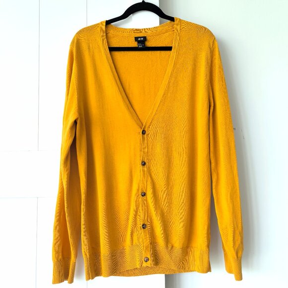 H&M Mustard Yellow Cardigan – 100% Cotton – Size M - Picture 1 of 4